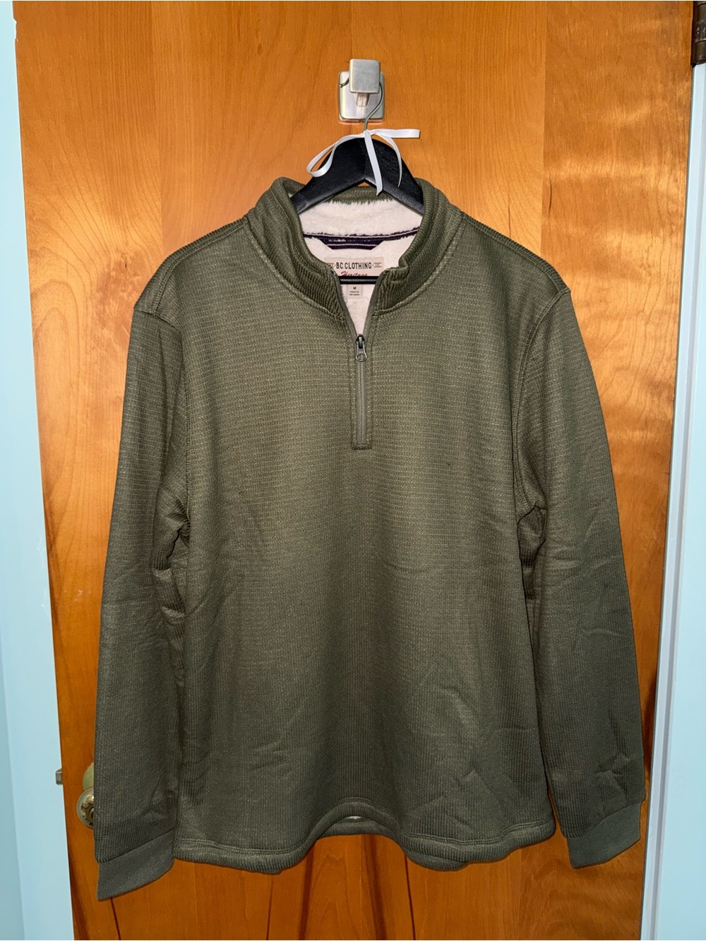 Men's Olive Half-Zip Pullover Sweater